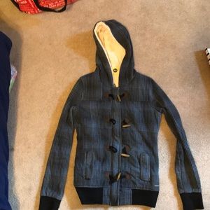 Adorable ROXY plaid toggle button zip up size XS